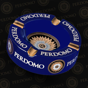 PERDOMO CIGARS  Ceramic Ashtray - Gold Foil & Blue